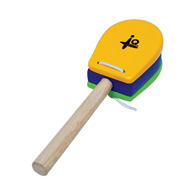 IQ Plus IQ-W007-01 Yellow & Green Castanet with Handle